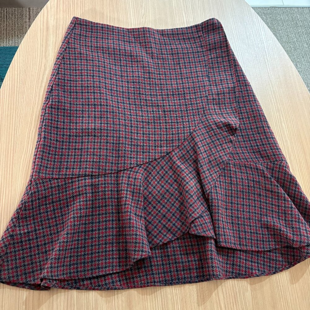 8 Seconds Check Skirt Medium 70 CM Ruffle Hem Side Zip Polyester Acrylic Wool
